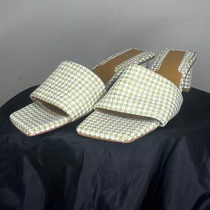 Jaggar The Label ~Meadow Sage Green Houndstooth Peep-Toe Mule